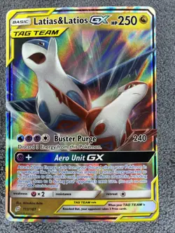 2019 Pokemon Sun Moon Team Up Latias Latios GX Full Art #113/181 NM - Image 1