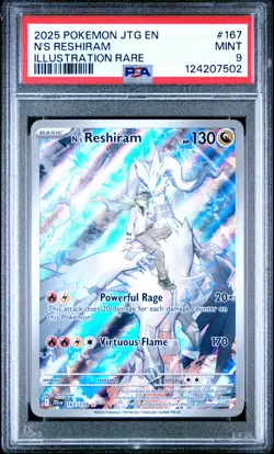 2025 POKEMON JTG EN-JOURNEY TOGETHER ILLUSTRATION RARE #167 N'S RESHIRAM PSA 9 - Image 1