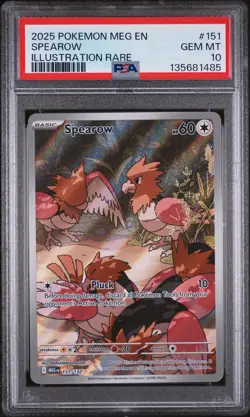 2025 POKEMON MEG EN-MEGA EVOLUTION ILLUSTRATION RARE #151 SPEAROW PSA 10 - Image 1