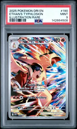 2025 POKEMON DRI EN-DESTINED RIVALS ILLUSTRATION RARE ETHAN'S TYPHLOSION PSA 9 - Image 1