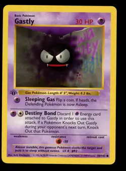 1999 WOTC POKEMON BASE SET SHADOWLESS 1ST EDITION GASTLY 50/102 COMMON NM B - Image 1