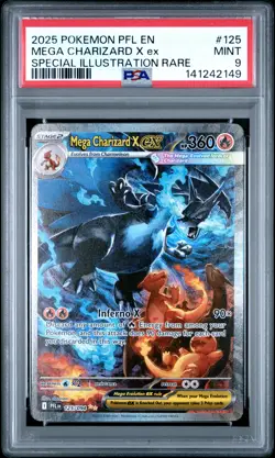2025 POKEMON PFL SPECIAL ILLUSTRATION RARE #125 MEGA CHARIZARD X EX PSA 9 - Image 1