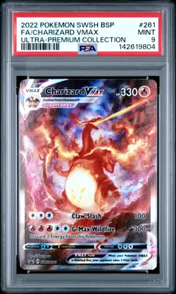 2022 POKEMON SWSH BLACK STAR PROMO #261 FULL ART/CHARIZARD VMAX PSA 9 - Image 1