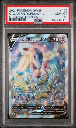 2021 POKEMON SWORD & SHIELD CHILLING REIGN FULL ART/GALARIAN RAPIDASH V PSA 10 - Image 1