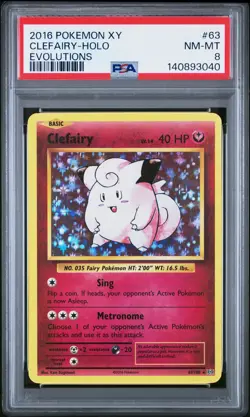 2016 POKEMON XY EVOLUTIONS #63 CLEFAIRY-HOLO PSA 8 - Image 1
