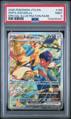 2025 POKEMON JOURNEY TOGETHER SPECIAL ILLUSTRATION RARE HOP'S ZACIAN EX PSA 9 - Image 1