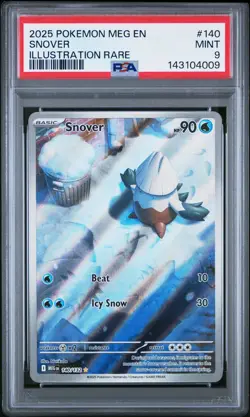 2025 POKEMON MEG EN-MEGA EVOLUTION ILLUSTRATION RARE #140 SNOVER PSA 9 - Image 1