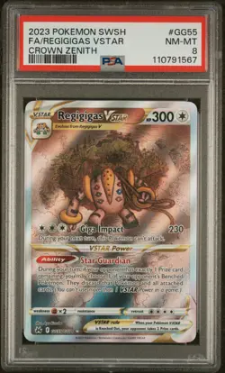 2023 POKEMON SWORD & SHIELD CROWN ZENITH #GG55 FULL ART/REGIGIGAS VSTAR PSA 8 - Image 1