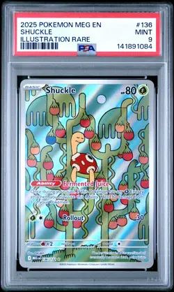 2025 POKEMON MEG EN-MEGA EVOLUTION ILLUSTRATION RARE #136 SHUCKLE PSA 9 - Image 1