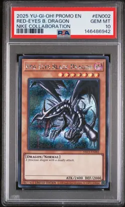 2025 YU-GI-OH! NIKE COLLABORATION PROMO #EN002 RED-EYES BLACK DRAGON PSA 10 - Image 1