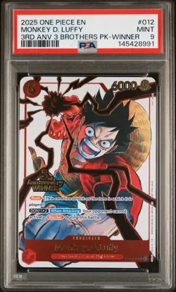 2025 ONE PIECE 3RD ANV TOURNAMENT 3 BROTHERS PACK WINNER MONKEY D. LUFFY PSA 9 - Image 1