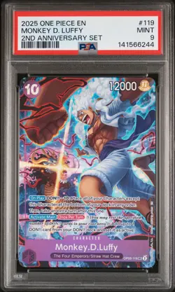 2025 ONE PIECE ENGLISH 2ND ANNIVERSARY SET OP05-119 SEC MONKEY D LUFFY PSA 9 - Image 1