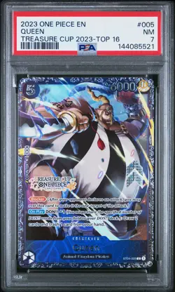 2023 ONE PIECE PROMOS TREASURE CUP 2023-TOP 16 #005 QUEEN PSA 7 - Image 1