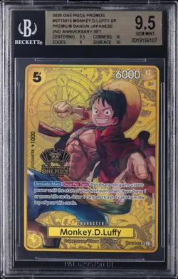 2025 ONE PIECE JAPANESE 2ND ANNIVERSARY SET ENG #ST13-015 MONKEY D LUFFY BGS 9.5 - Image 1