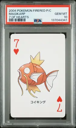 Pokemon FireRed Magikarp 7 of Hearts Playing Poker Card 2004 PSA 10 GEM MINT - Image 1