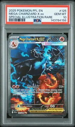 2025 POKEMON PFL SPECIAL ILLUSTRATION RARE #125 MEGA CHARIZARD X EX PSA 10 - Image 1