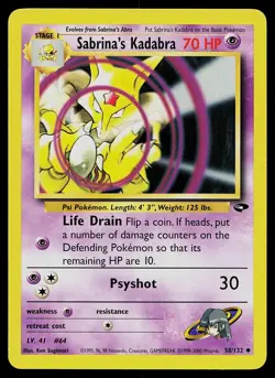 Pokemon Gym Challenge 58/132 Sabrina's Kadabra Pokemon Card - Image 1
