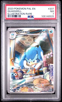 2023 POKEMON PAL EN-PALDEA EVOLVED ILLUSTRATION RARE #207 QUAXWELL PSA 7 - Image 1