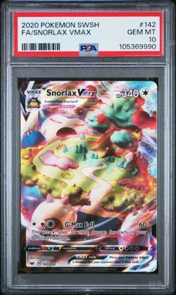 2020 Pokemon Sword Shield Full Art Snorlax VMAX #142 PSA 10 - Image 1