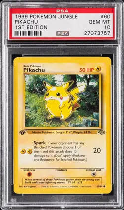 1999 POKEMON JUNGLE 1ST EDITION #60 PIKACHU PSA 10 - Image 1