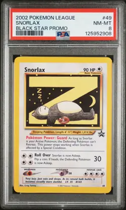 2002 WOTC POKEMON LEAGUE BLACK STAR PROMO SNORLAX #49 SLEEPING SNORLAX PSA 8 H - Image 1