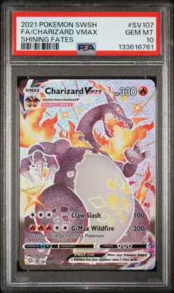 2021 POKEMON SWORD & SHIELD SHINING FATES #SV107 FULL ART/CHARIZARD VMAX PSA 10 - Image 1