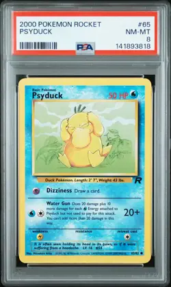 2000 POKEMON ROCKET #65 PSYDUCK PSA 8 - Image 1