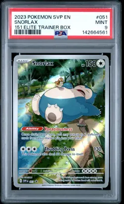 2023 POKEMON SVP EN-SV BLACK STAR PROMO 151 ELITE TRAINER BOX #051 SNORLAX PSA 9 - Image 1