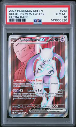 2025 POKEMON DRI EN-DESTINED RIVALS ULTRA RARE TEAM ROCKET'S MEWTWO EX PSA 10 - Image 1
