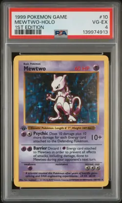 1999 POKEMON BASE SET 1ST EDITION #10 MEWTWO-HOLO PSA 4 - Image 1