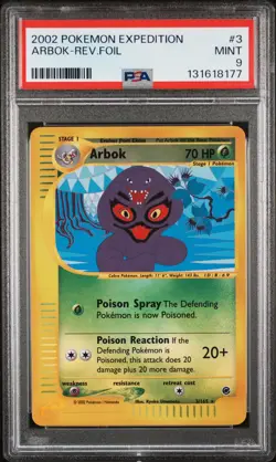 2002 POKEMON EXPEDITION #3 ARBOK-REVERSE FOIL PSA 9 - Image 1