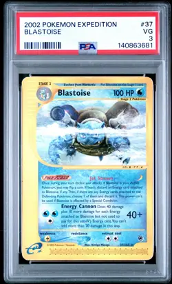 2002 POKEMON EXPEDITION #37 BLASTOISE PSA 3 - Image 1
