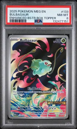 2025 POKEMON MEG EN-MEGA EVOLUTION ENHANCED BOOSTER BOX TOPPER BULBASAUR PSA 8 - Image 1