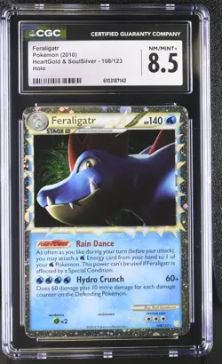 2010 POKEMON HEARTGOLD & SOULSILVER FERALIGATR PRIME #108/123 HOLO CGC 8.5 A - Image 1