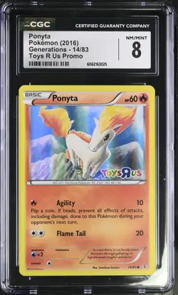2016 POKEMON GENERATIONS PONYTA #14/83 TOYS R US PROMO HOLO CGC 8 - Image 1