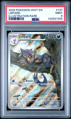 2025 POKEMON WHT EN-WHITE FLARE ILLUSTRATION RARE #137 LIEPARD PSA 9 - Image 1