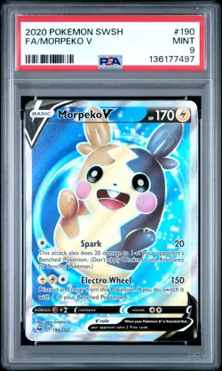 2020 POKEMON SWORD & SHIELD #190 FULL ART/MORPEKO V PSA 9 - Image 1