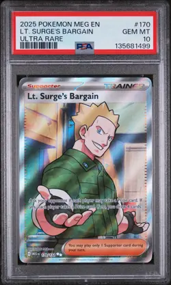 2025 POKEMON MEG EN-MEGA EVOLUTION ULTRA RARE #170 LT. SURGE'S BARGAIN PSA 10 - Image 1