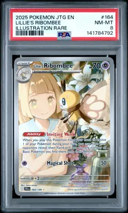 2025 POKEMON JTG EN-JOURNEY TOGETHER ILLUSTRATION RARE LILLIE'S RIBOMBEE PSA 8 - Image 1