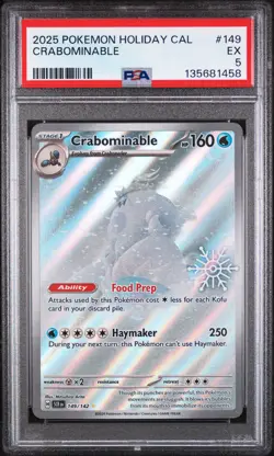 2025 POKEMON HOLIDAY CALENDAR #149 CRABOMINABLE PSA 5 - Image 1
