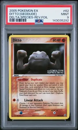 2005 POKEMON EX DELTA SPECIES #62 DITTO [GEODUDE]-REVERSE FOIL PSA 9 - Image 1