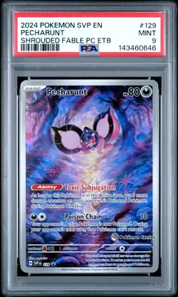 2024 POKEMON SHROUDED FABLE POKEMON CENTER ETB PROMO #129 PECHARUNT PSA 9 - Image 1