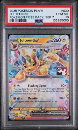 2025 POKEMON PLAY! POKEMON PRIZE PACK: SERIES 7 #030 JOLTEON EX PSA 10 - Image 1