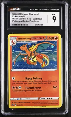 2022 POKEMON CENTER BLACK STAR PROMO SPECIAL DELIVERY CHARIZARD SWSH075 CGC 9 - Image 1