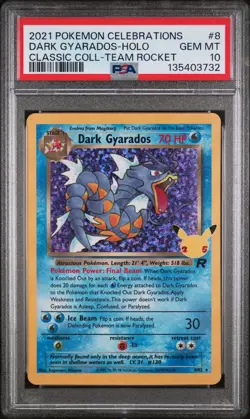 Dark Gyarados Holo 8 Celebrations Classic Collection Pokemon PSA 10 - Image 1