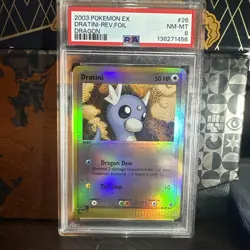 2003 POKEMON EX DRAGON #26 DRATINI-REVERSE FOIL PSA 8 - Image 1