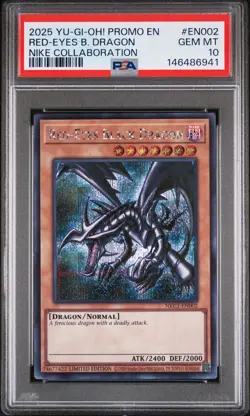 2025 YU-GI-OH! NIKE COLLABORATION PROMO #EN002 RED-EYES BLACK DRAGON PSA 10 - Image 1