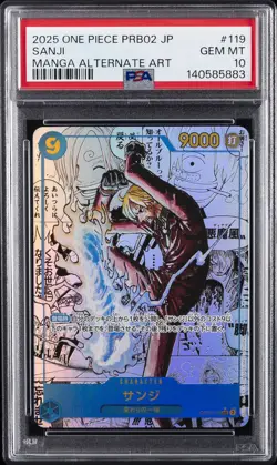 2025 ONE PIECE JAPANESE PREMIUM BOOSTER MANGA ALTERNATE ART #119 SANJI PSA 10 - Image 1