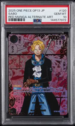 2025 ONE PIECE JPN OP13-CARRYING ON HIS WILL RED MANGA ALTERNATE ART SABO PSA 10 - Image 1