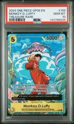 2024 ONE PIECE OP08-TWO LEGENDS TREASURE RARE #109 MONKEY D. LUFFY PSA 10 - Image 1
